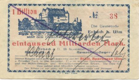 Erbach - Gemeinde - 19.11.1923 - 1 Billion Mark 