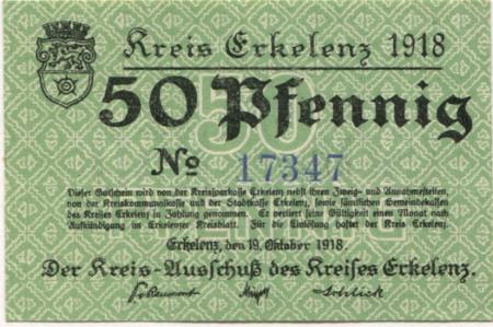 Erkekenz - Kreis - 18.10.1918 - 50 Pfennig 