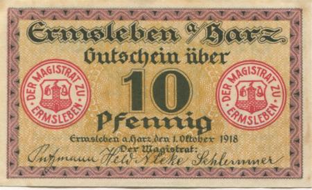 Ermsleben (heute: Falkenstein) - Gemeinde - 1.10.1918 - 10 Pfennig 