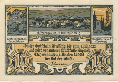 Eschershausen - Stadt - 1.6.1921 - 10 Pfennig 