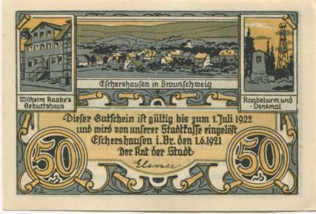 Eschershausen - Stadt - 1.6.1921 - 50 Pfennig 