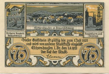 Eschershausen - Stadt - 1.6.1921 - 75 Pfennig 