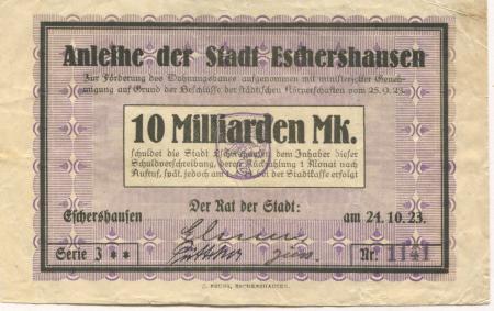 Eschershausen - Stadt - 24.10.1923 - 10 Milliarden Mark 