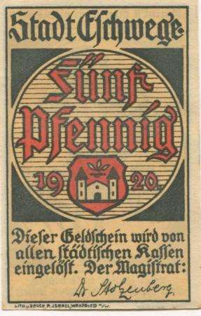 Eschwege - Stadt - 1920 - 5 Pfennig 
