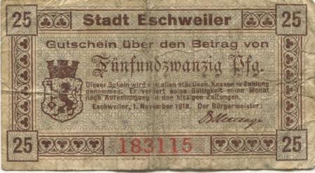 Eschweiler - Stadt - 1.11.1918 - 25 Pfennig 