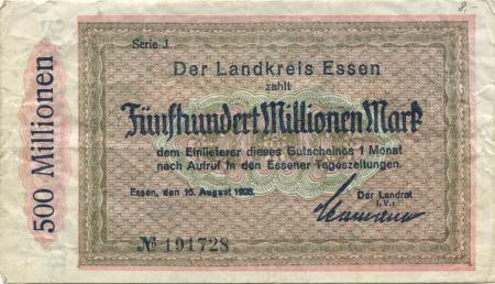 Essen - Kreis - 15.8.1923 - 500 Millionen Mark 