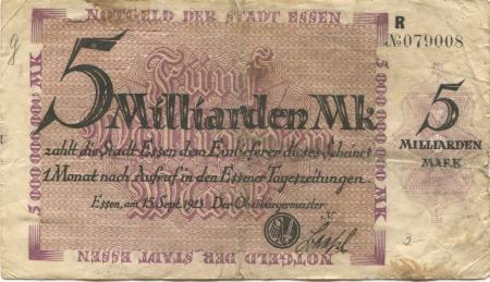Essen - Stadt - 15.9.1923 - 5 Milliarden Mark 