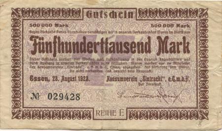 Essen - Konsumverein Eintracht eGmbH  - 23.8.1923 - 500000 Mark 