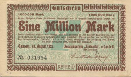 Essen - Konsumverein Eintracht eGmbH  - 23.8.1923 - 2 Millionen Mark 