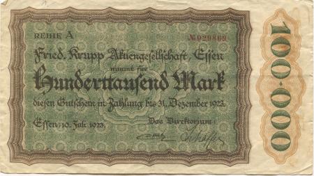 Essen - Krupp, Friedrich, AG - 10.7.1923 - 31.12.1923 - 100000 Mark 
