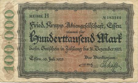 Essen - Krupp, Friedrich, AG - 10.7.1923 - 31.12.1923 - 100000 Mark 