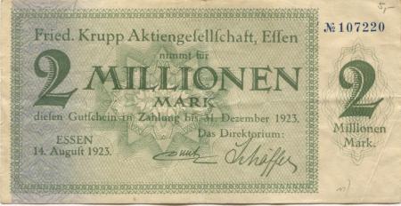 Essen - Krupp, Friedrich, AG - 14.8.1923 - 31.12.1923 - 2 Millionen Mark 