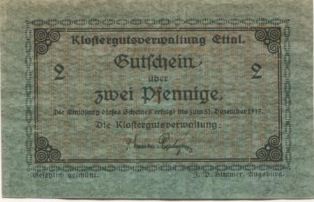 Ettal - Klostergut - - 31.12.1917 - 2 Pfennig 