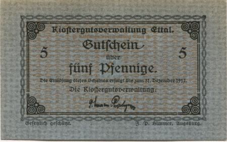 Ettal - Klostergut - - 31.12.1917 - 5 Pfennig 