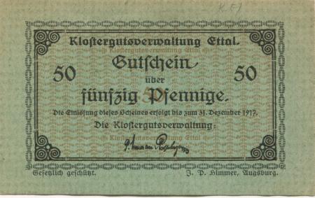 Ettal - Klostergut - - April - Ende Juli 1919 - 50 Pfennig 