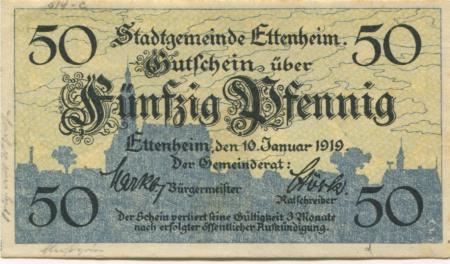 Ettenheim - Stadt - 10.1.1919 - 50 Pfennig 