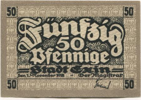 Exin (heute: PL-Kcynia) - Stadt - 1.11.1918 - 1.4.1921 - 50 Pfennig 