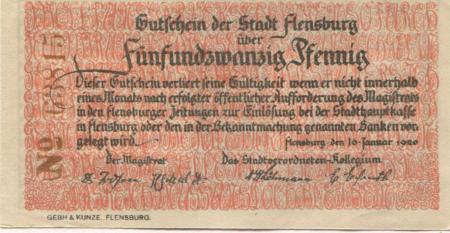 Flensburg - Stadt - 16.1.1920 - 25 Pfennig 
