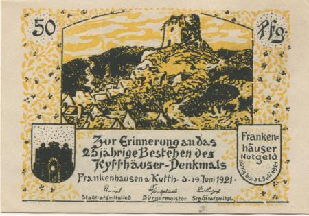 Frankenhausen - Stadt - 19.6.1921 - 31.7.1921 - 50 Pfennig 