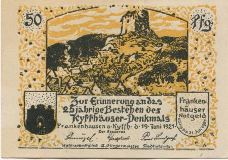 Frankenhausen - Stadt - 19.6.1921 - 31.7.1921 - 50 Pfennig 