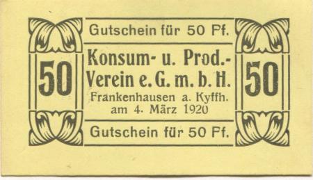 Frankenhausen - Konsum- und Produktiv-Verein - 4.3.1920 - 50 Pfennig 