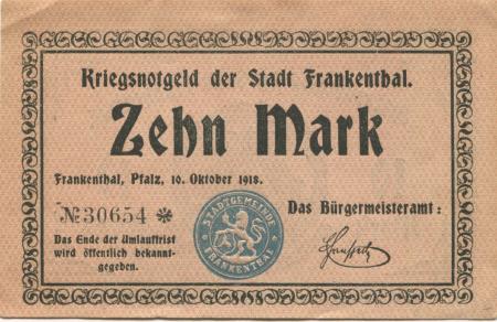 Frankenthal - Stadt - 10.10.1918 - 10 Mark 