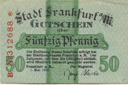 Frankfurt - Stadt - 1.5.1917 - 50 Pfennig 