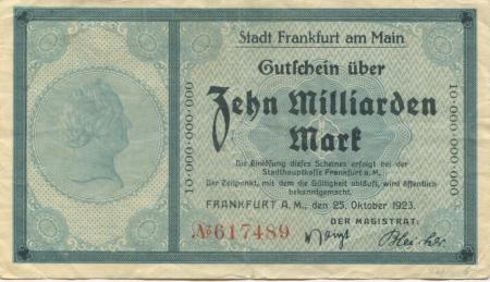Frankfurt - Stadt - 25.10.1923 - 10 Milliarden Mark 