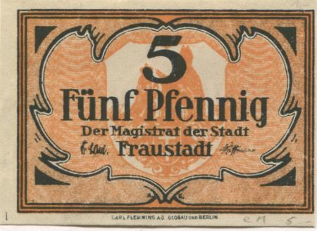 Fraustadt (heute: PL-Wschowa) - Stadt - -- - 5 Pfennig 