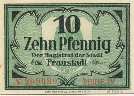Fraustadt (heute: PL-Wschowa) - Stadt - -- - 10 Pfennig 