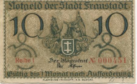 Fraustadt (heute: PL-Wschowa) - Stadt - -- - 10 Pfennig 