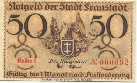Fraustadt (heute: PL-Wschowa) -  Stadt - -- - 50 Pfennig 