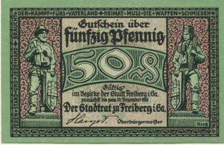 Freiberg - Stadt - - 31.12.1918 - 50 Pfennig 