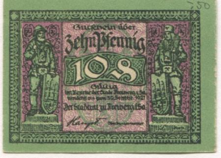 Freiberg - Stadt - - 31.12.1921 - 10 Pfennig 