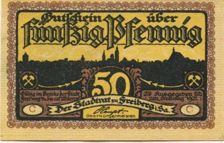 Freiberg - Stadt - (22.7.) 1921 - 50 Pfennig 