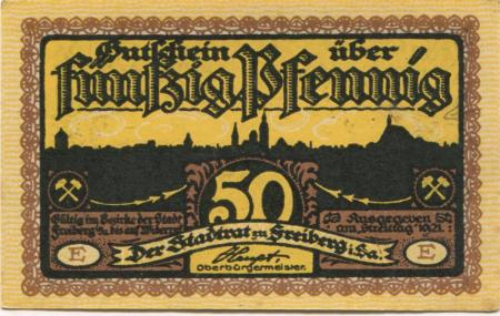 Freiberg - Stadt - (22.7.) 1921 - 50 Pfennig 