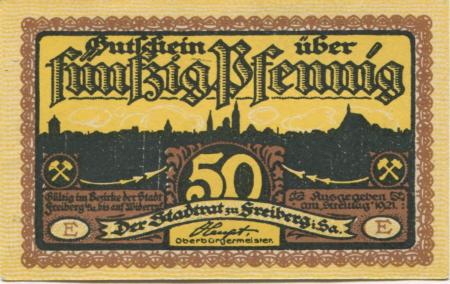 Freiberg - Stadt - (22.7.) 1921 - 50 Pfennig 