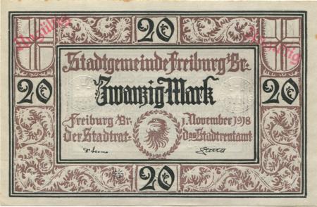 Freiburg - Stadt - 1.11.1918 - 20 Mark 