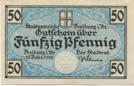 Freiburg - Stadt - 15.2.1919 - 50 Pfennig 
