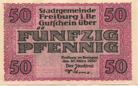Freiburg - Stadt - 15.2.1919 - 50 Pfennig 