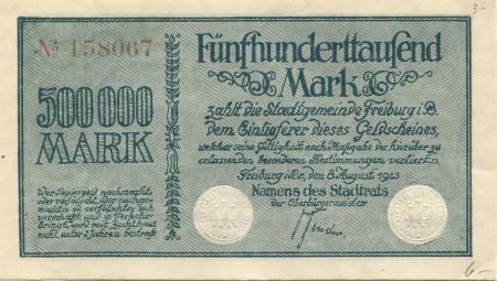 Freiburg - Stadt - 8.8.1923 - 500000 Mark 