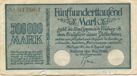 Freiburg - Stadt - 8.8.1923 - 500000 Mark 