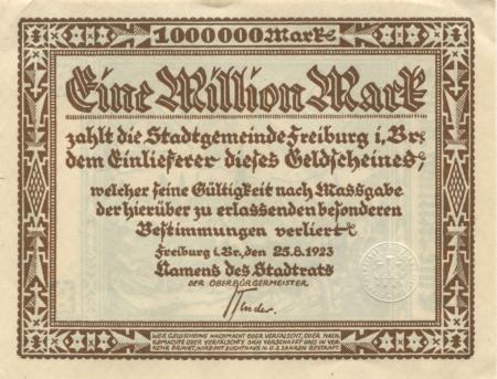 Freiburg - Stadt - 25.8.1923 - 1 Million Mark 