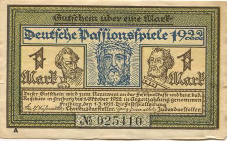 Freiburg - Deutsche Passionsspiele, Festspielleitung - 1.3.1922 - 1.10.1922 - 1 Mark 