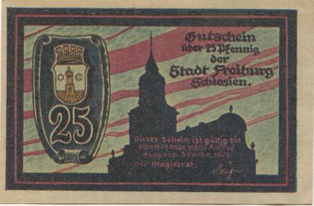 Freiburg (heute: PL-Swiebodzice) - Stadt - September 1921 - 25 Pfennig 