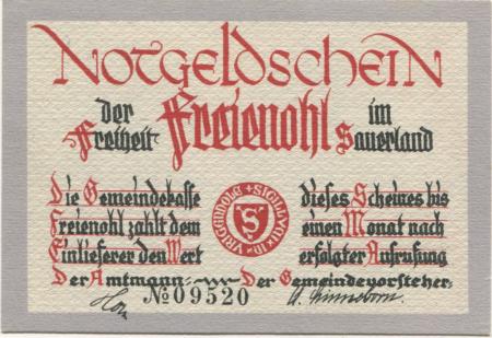 Freienohl (heute: Meschede) - Freiheit - -- - 50 Pfennig 