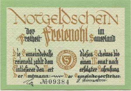 Freienohl (heute: Meschede) - Freiheit - -- - 75 Pfennig 