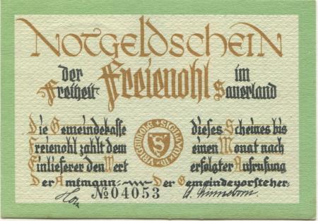 Freienohl (heute: Meschede) - Freiheit - -- - 1 Mark 