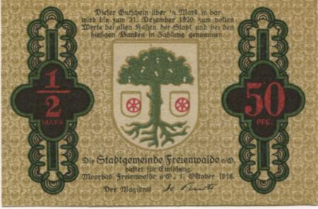 Freienwalde - Stadt - 1.10.1918 - 31.12.1920 - 50 Pfennig 