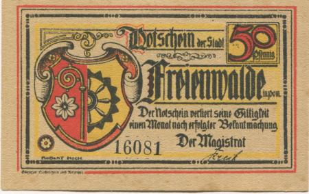 Freienwalde (heute: PL-Chociwel) - Stadt - -- - 50 Pfennig 